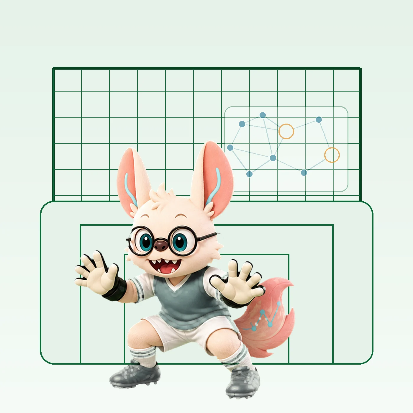 Healshu goalkeeper standing on the goal line with a spatial cell position map