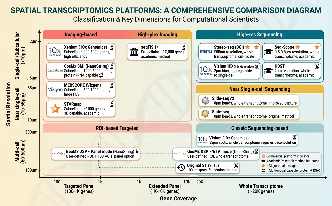 Spatial Transcriptomics Platforms Comparison Diagram